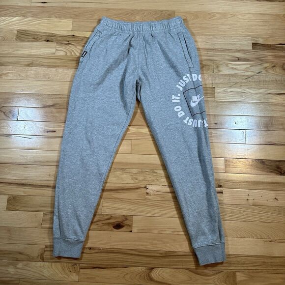Nike Sportswear Sweatpants Men Medium Gray Graphic Swoosh Athletic Fleece Jogger - Picture 1 of 4